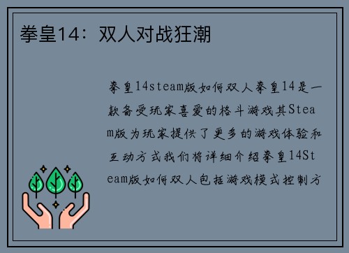 拳皇14：双人对战狂潮